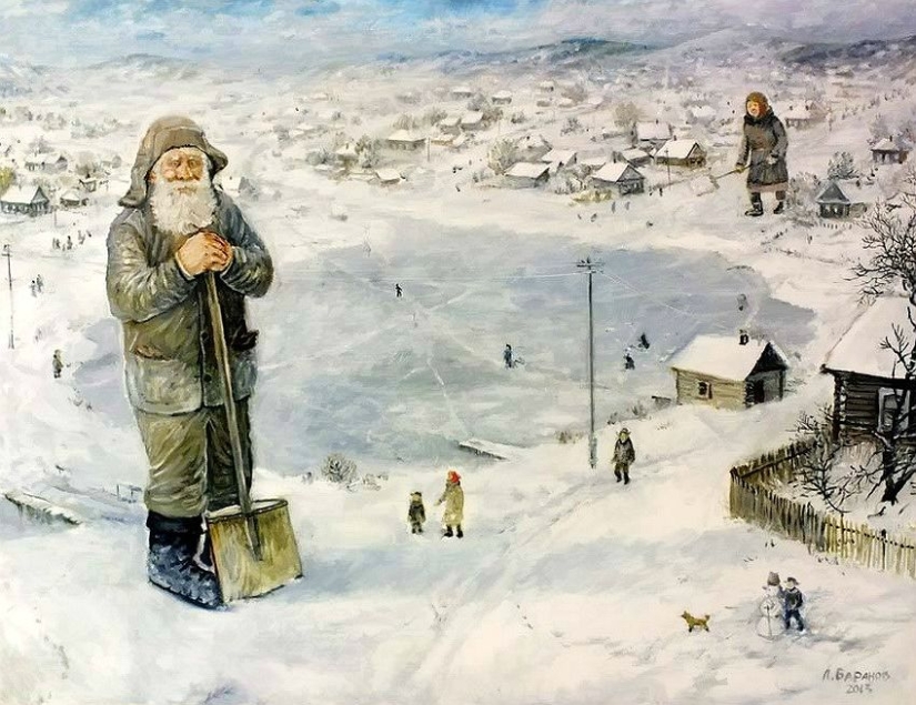 En invierno, quiero volar especialmente... Artista de los Urales Leonid Baranov