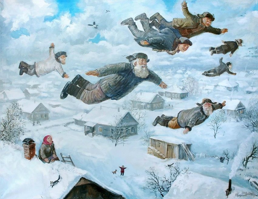 En invierno, quiero volar especialmente... Artista de los Urales Leonid Baranov