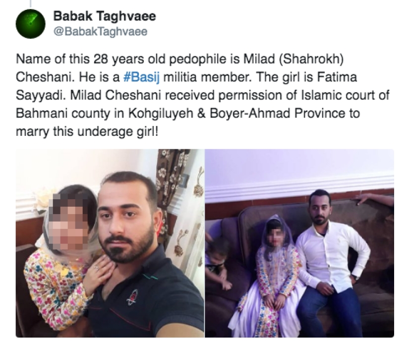 En Irán, las autoridades interrumpieron la boda de una novia de 9 años y un novio de 28