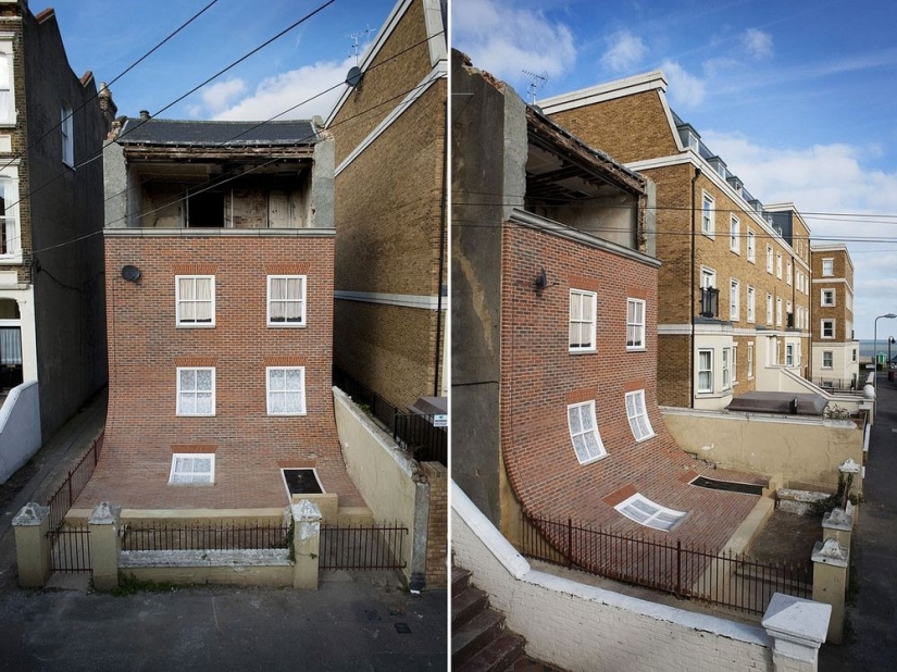 En manos de este británico, las casas se derriten, vuelan y se deslizan a los pies de los transeúntes