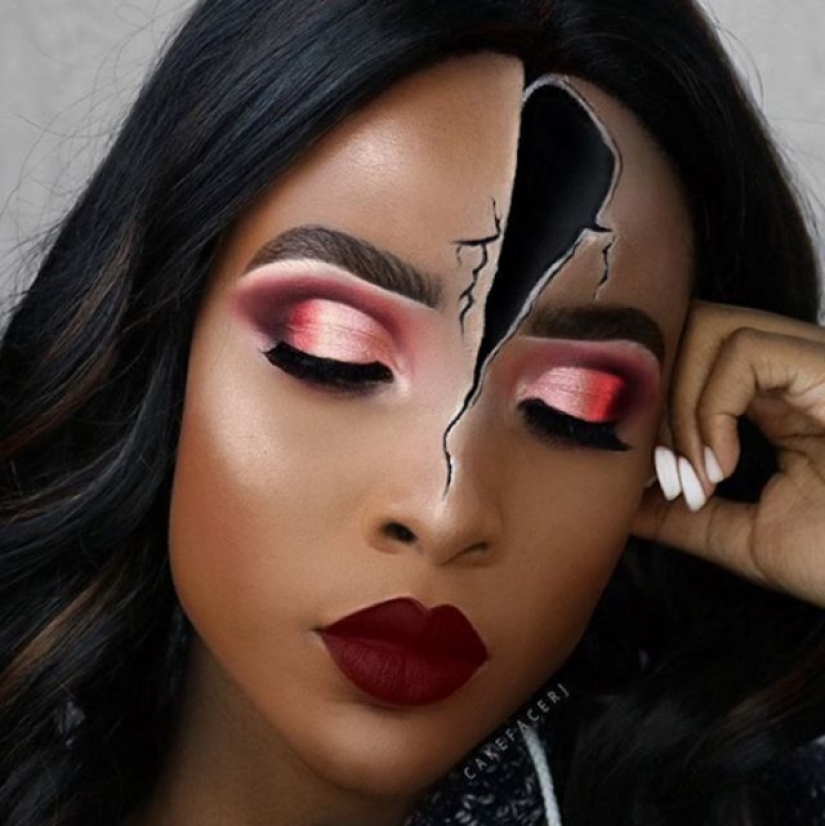 Esta mujer crea impresionantes ilusiones ópticas en su rostro usando solo maquillaje. Esta mujer crea impresionantes ilusiones ópticas en su rostro usando solo maquillaje.