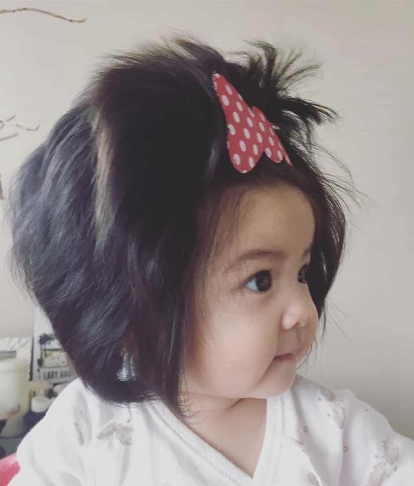 Esta niña tiene solo seis meses, pero su cabello es increíble.
