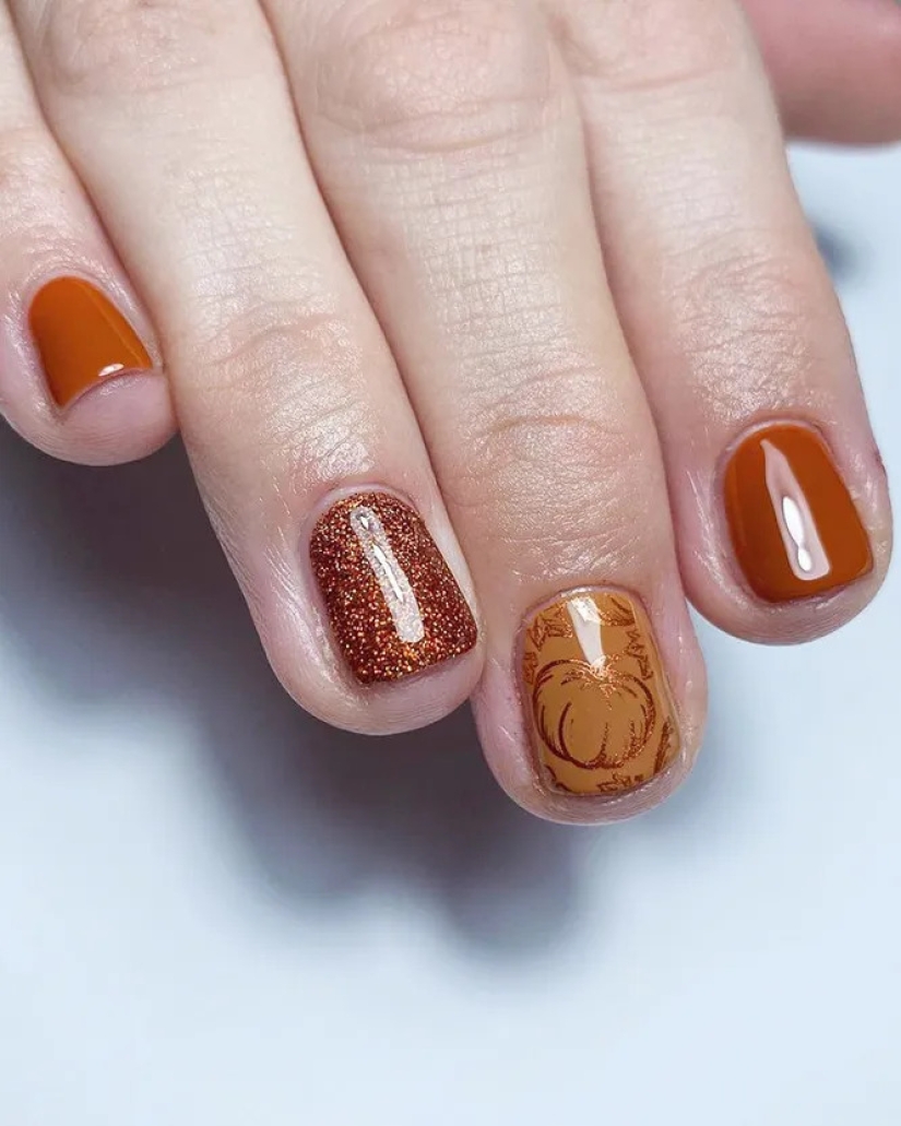 Estado de ánimo "otoño": 10 hermosos ejemplos de manicura con estampados florales, con hojas, bayas y flores.