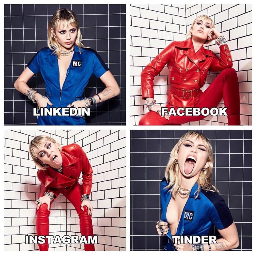 Facebook Instagram and Tinder: How people look on different social networks: everyone compares their photos on LinkedIn, Facebook, Instagram and Tinder