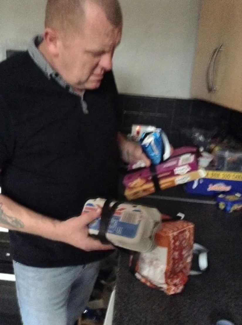 Fed up: a woman taped all the goodies in the house with duct tape so that her husband wouldn't eat them