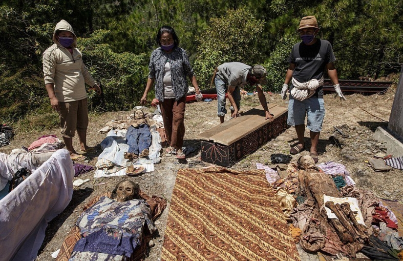 Festival de Manene, durante el cual la gente de Toraja desentierra los cuerpos de sus familiares fallecidos Festival de Manene, durante el cual la gente de Toraja desentierra los cuerpos de sus familiares fallecidos