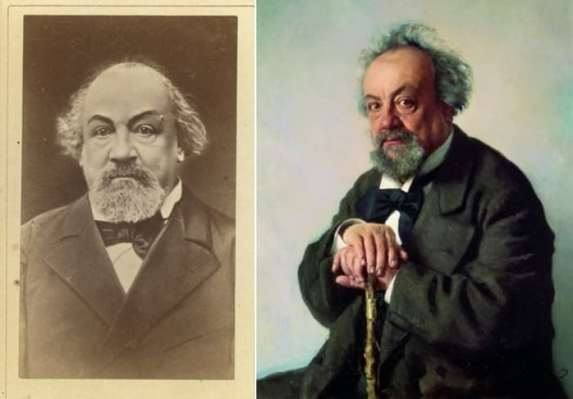 Find 10 differences: Repin's contemporaries in his portraits and in life