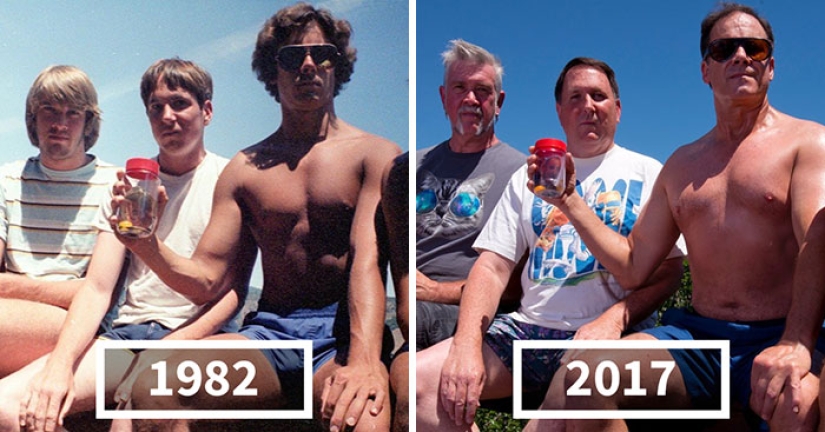 Five school friends have been repeating the same photo for more than 30 years Five school friends have been repeating the same photo for more than 30 years
