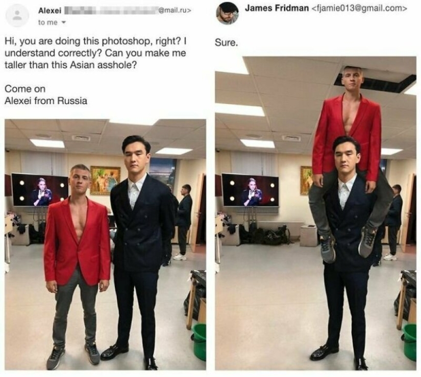 "Fix my photo, James!": 30 fresh alterations from the main Photoshop troll of our time