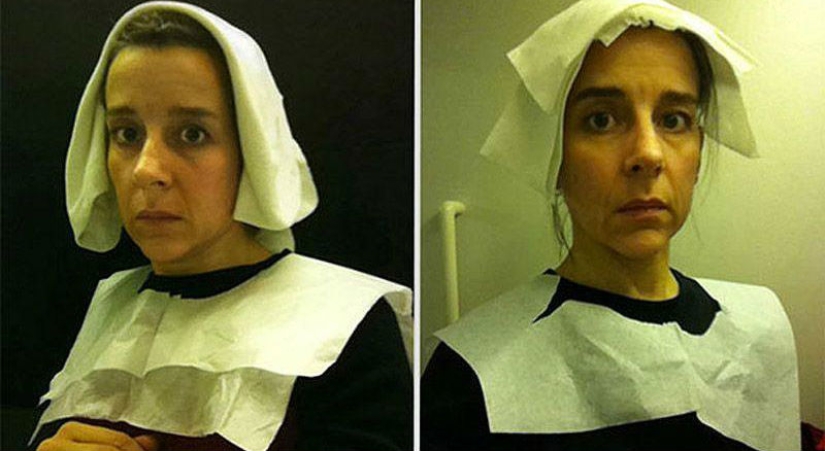 Flemish portraits of the XV century, "recreated" in the airplane toilet