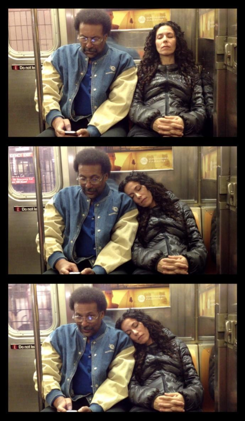 Fotos curiosas de la cama de pasajeros en el metro Fotos curiosas de la cama de pasajeros en el metro