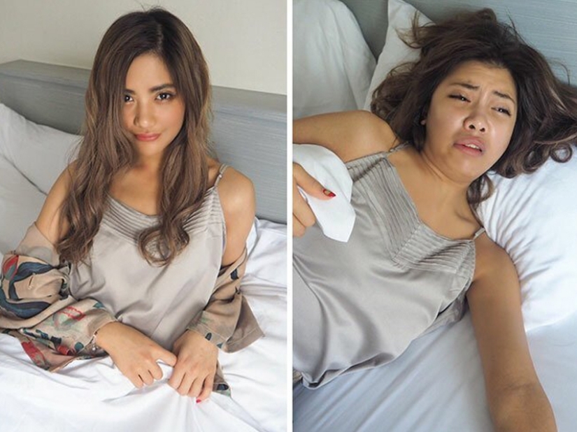 Fraude en todas partes: collages de Instagram/realidad de una chica de Tailandia