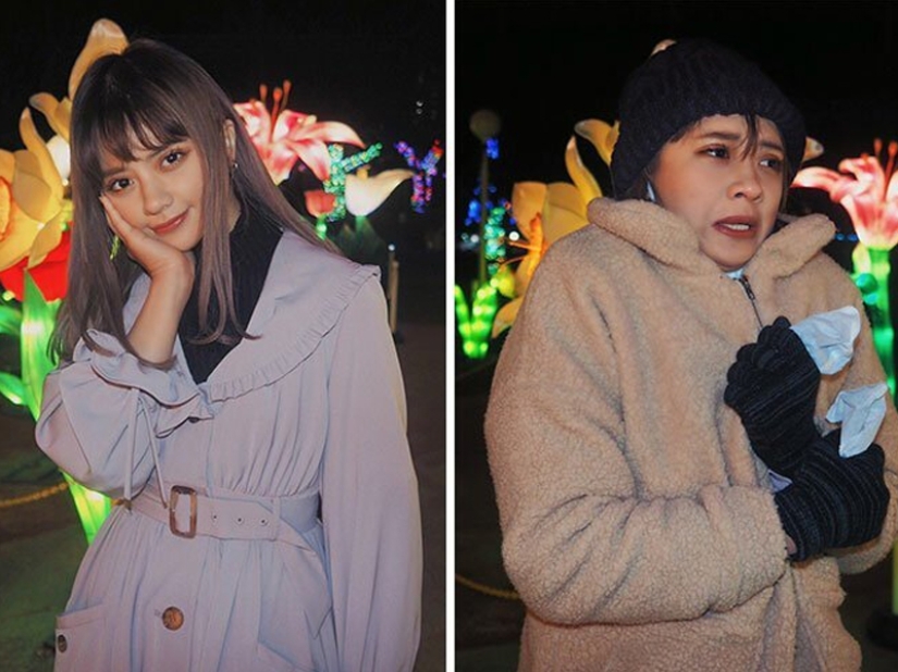 Fraude en todas partes: collages de Instagram/realidad de una chica de Tailandia
