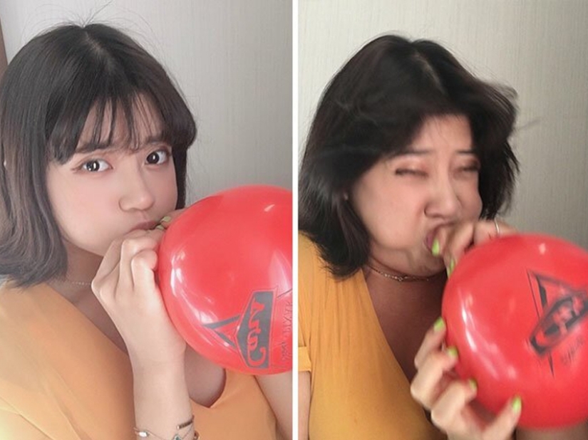 Fraude en todas partes: collages de Instagram/realidad de una chica de Tailandia