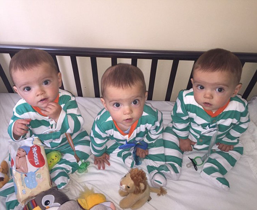 Genetic photocopy: British triplets who are distinguished only by their own mother