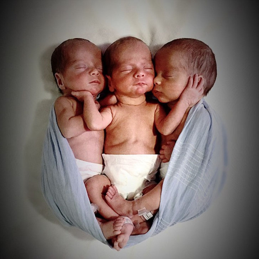 Genetic photocopy: British triplets who are distinguished only by their own mother