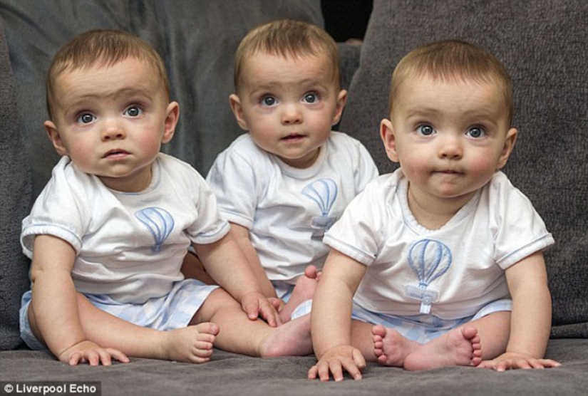 Genetic photocopy: British triplets who are distinguished only by their own mother