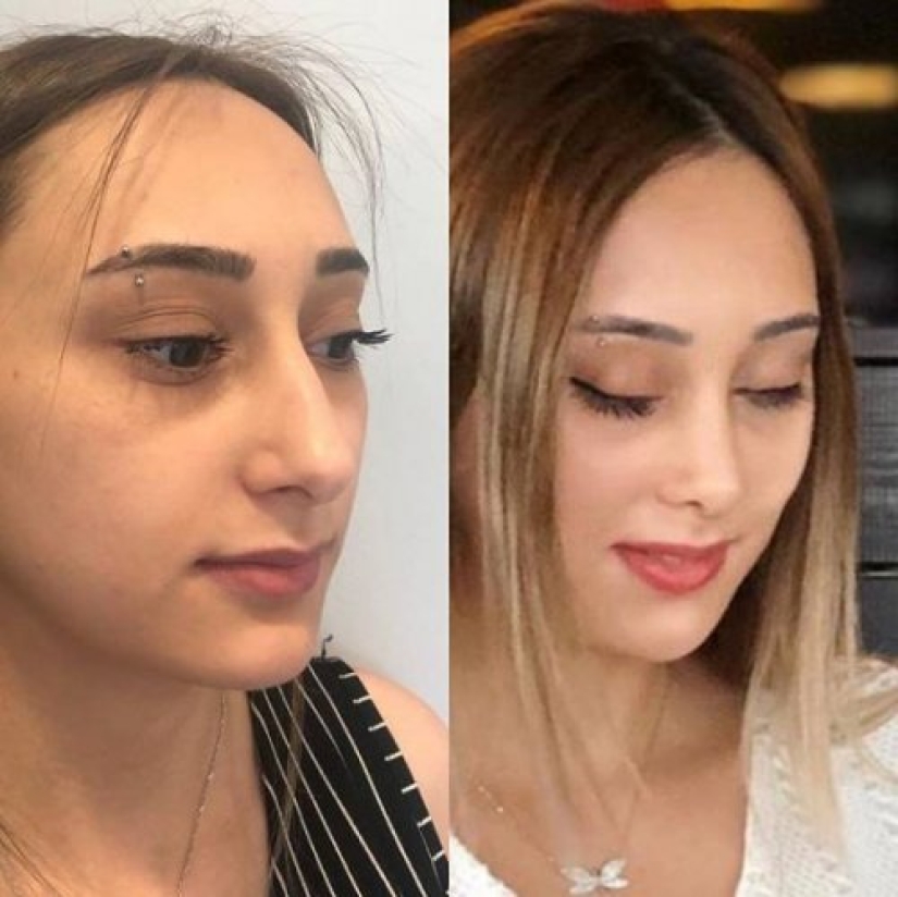 Girls before and after just one change in appearance Girls before and after just one change in appearance