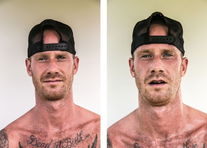 Give 120 percent: musicians before and after a rock concert Give 120 percent: musicians before and after a rock concert