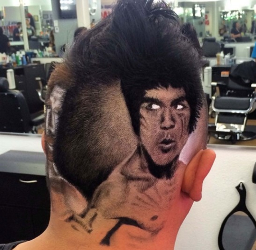 Hairdresser creates celebrity portraits on the heads of his clients