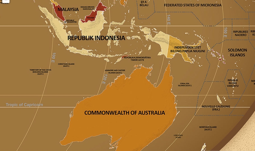 Hello, Belarus! A map has been created on which the names of countries are written in their native language