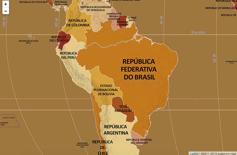 Hola, Bielorrusia! Se ha creado un mapa en el que los nombres de los países están escritos en su idioma nativo