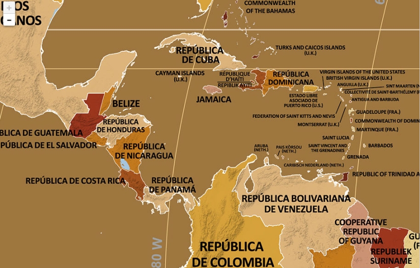 Hola, Bielorrusia! Se ha creado un mapa en el que los nombres de los países están escritos en su idioma nativo