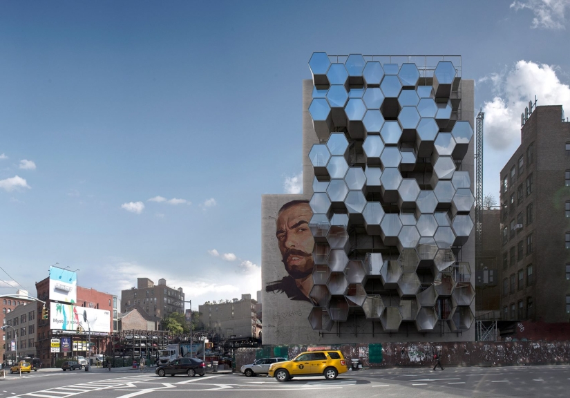 Idea: to settle the homeless of New York in stylish capsules on the walls of buildings Idea: to settle the homeless of New York in stylish capsules on the walls of buildings
