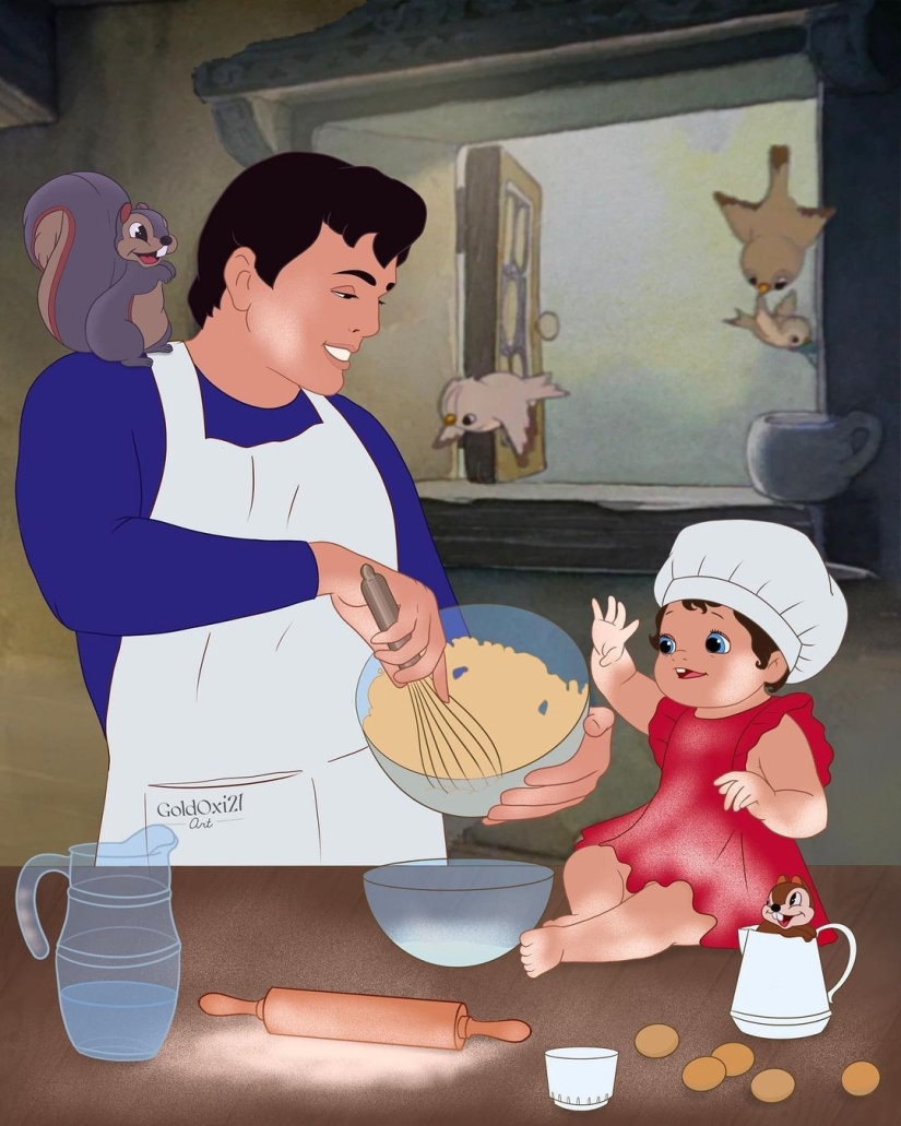 Ilustraciones conmovedoras: cómo se verían los personajes de Disney si tuvieran hijos