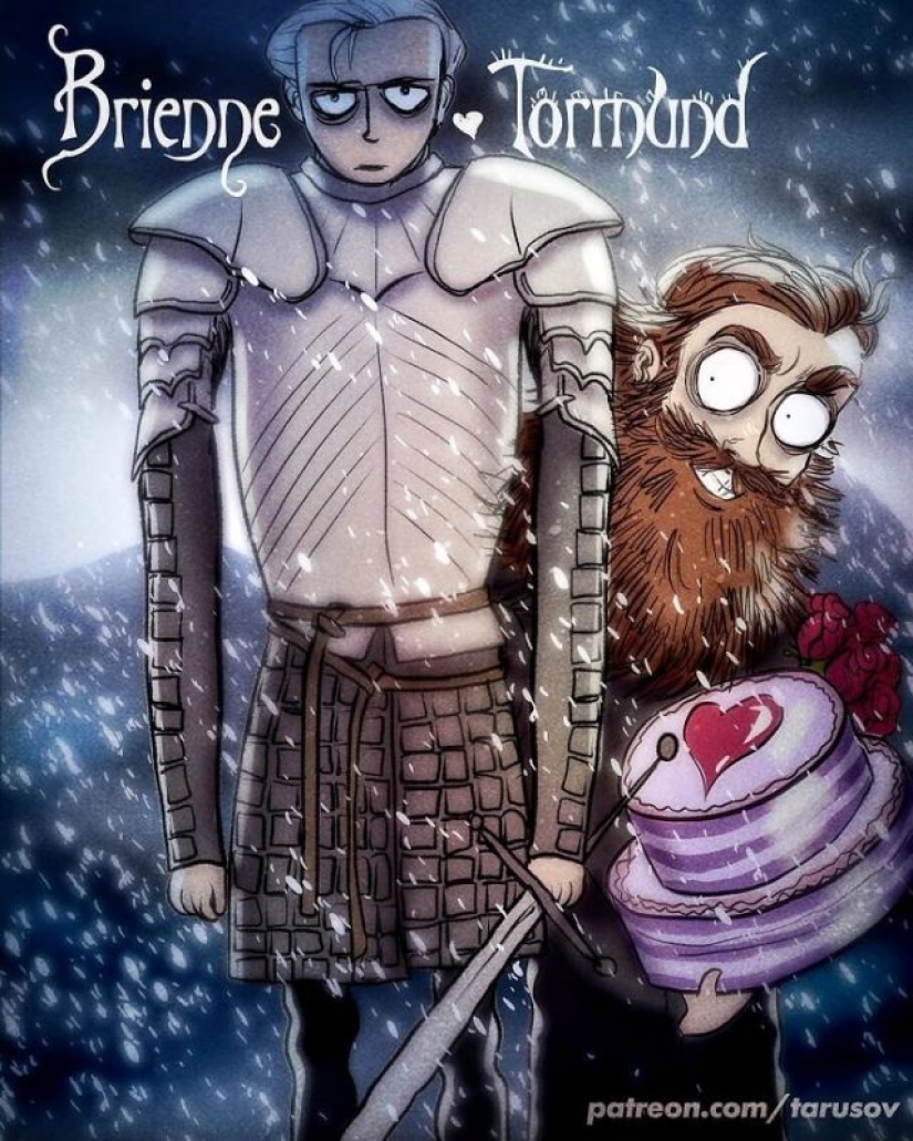 Ilustraciones para "Juego de Tronos", hechas al estilo de Tim Burton