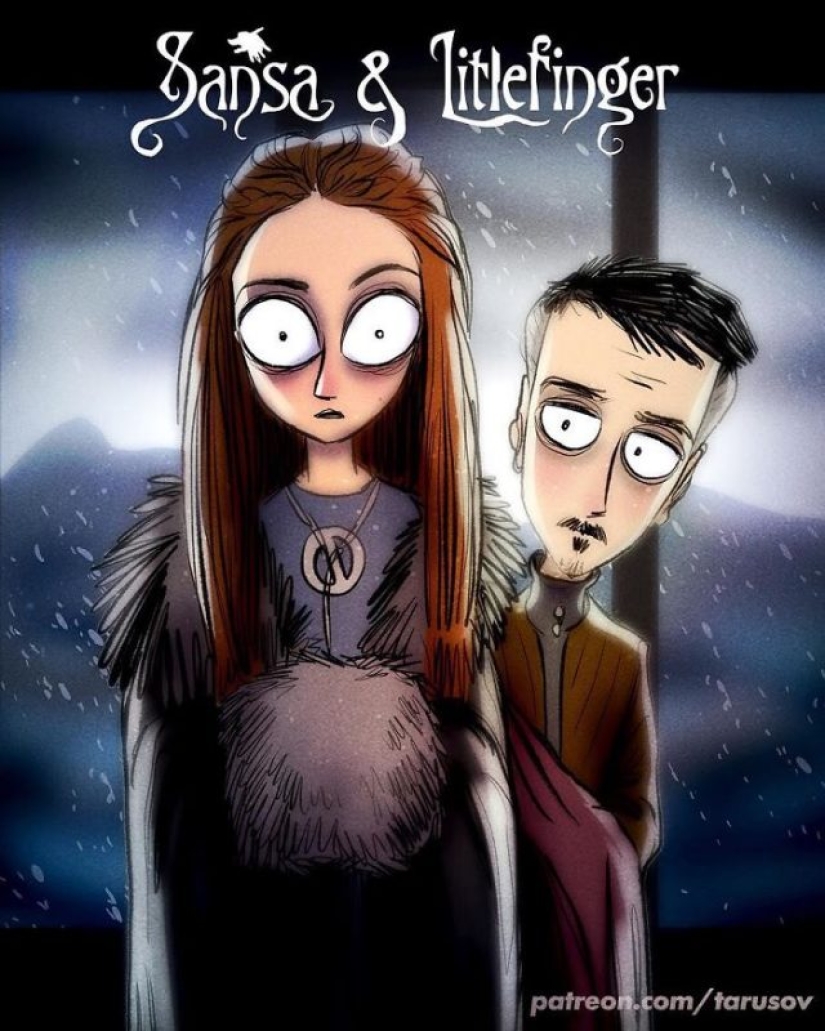 Ilustraciones para "Juego de Tronos", hechas al estilo de Tim Burton