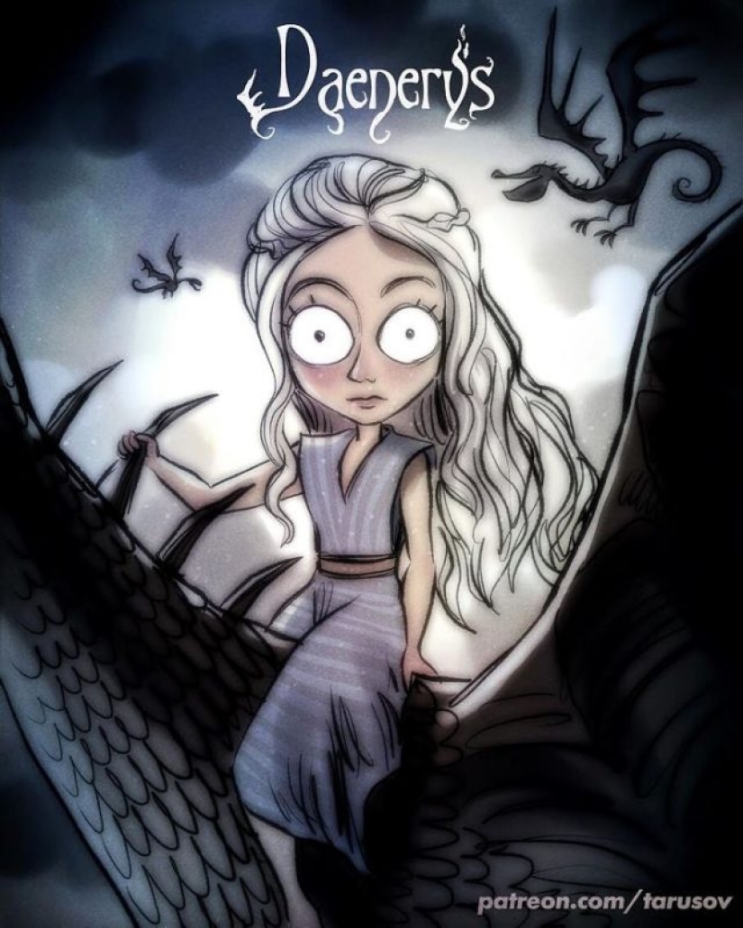 Ilustraciones para "Juego de Tronos", hechas al estilo de Tim Burton