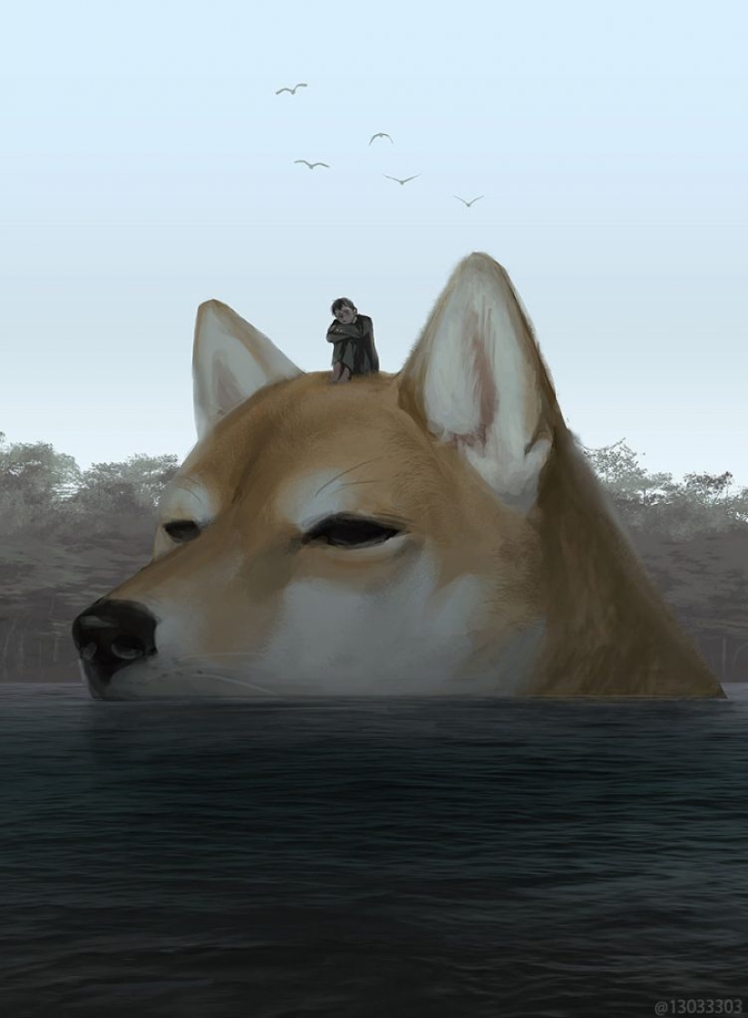 Ilustrador japonés imagina un mundo donde las personas viven entre animales gigantes