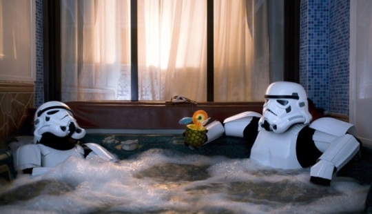Imperial stormtroopers on vacation. A fun photo project inspired by the Star Wars movie saga.