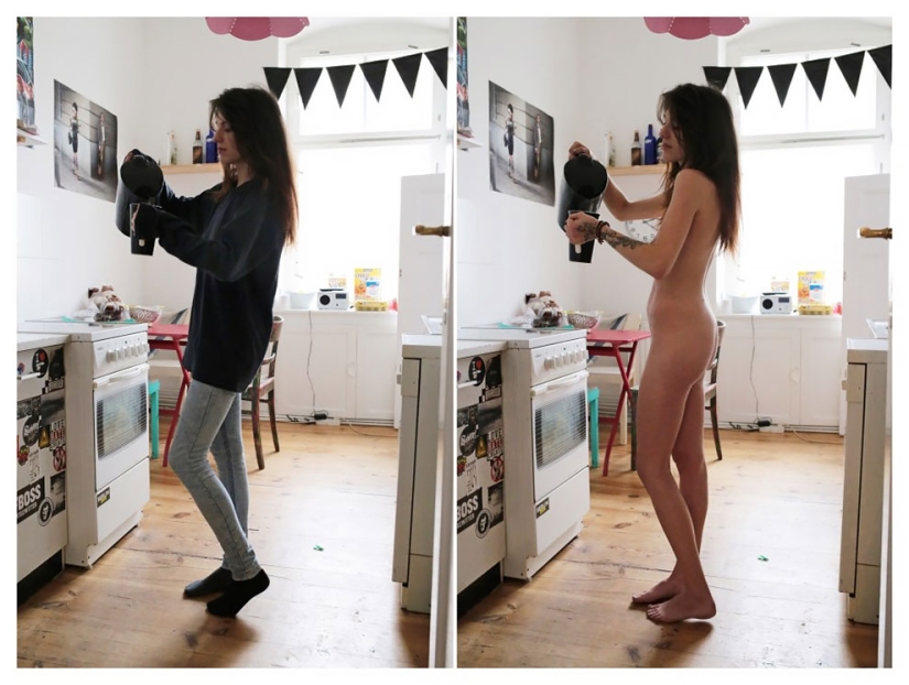 In clothes and without: a photographer from Germany undresses models in their usual environment