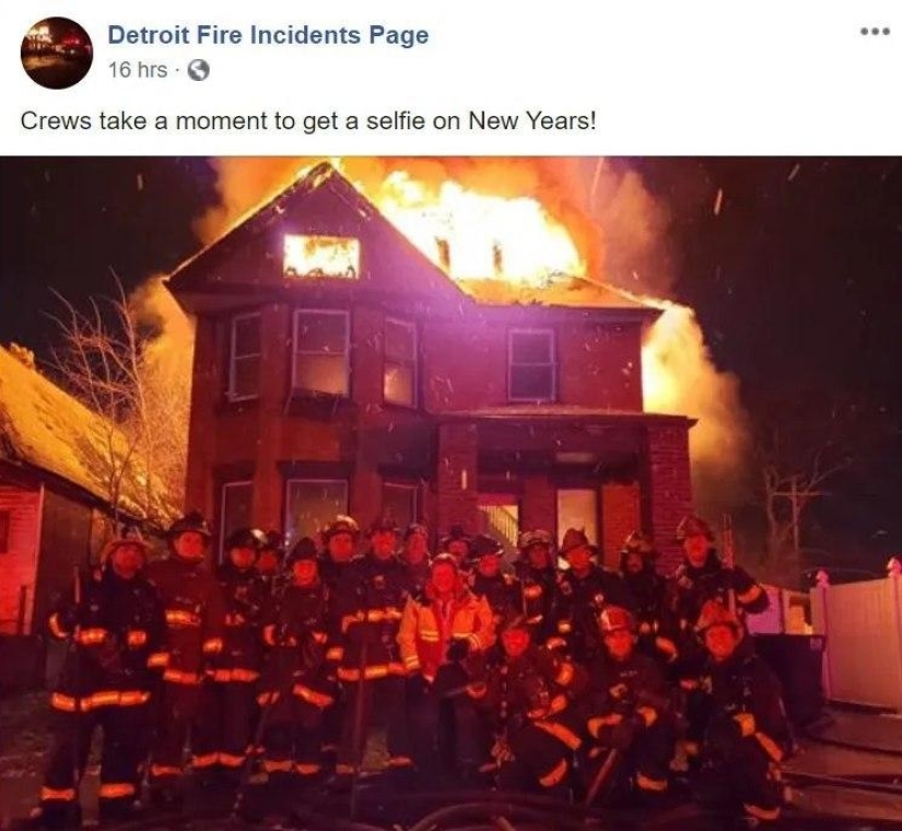 In the United States, a scandal broke out over selfies of firefighters against the background of a burning house