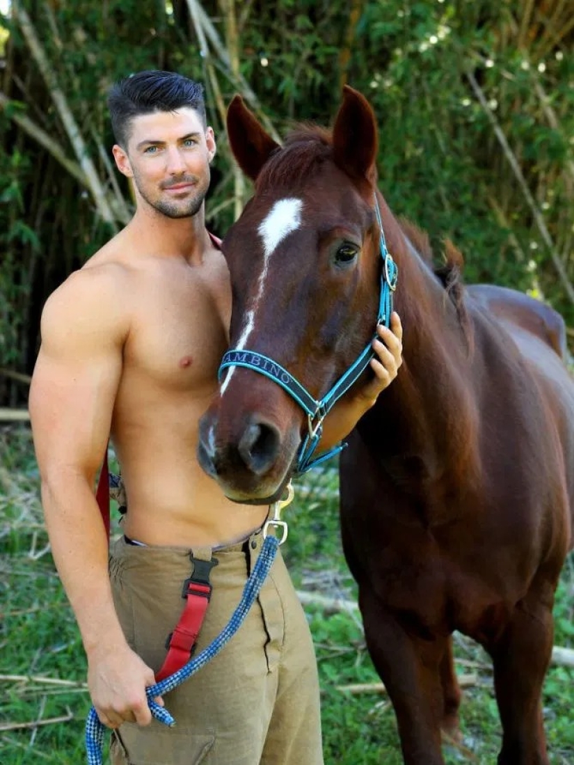 Incendiary photo shoot: hot Australian firefighters filmed with cute animals for calendar