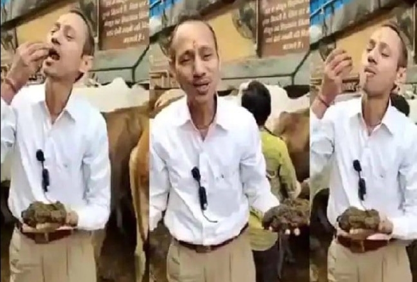 Indian doctor eats cow dung and recommends it to patients