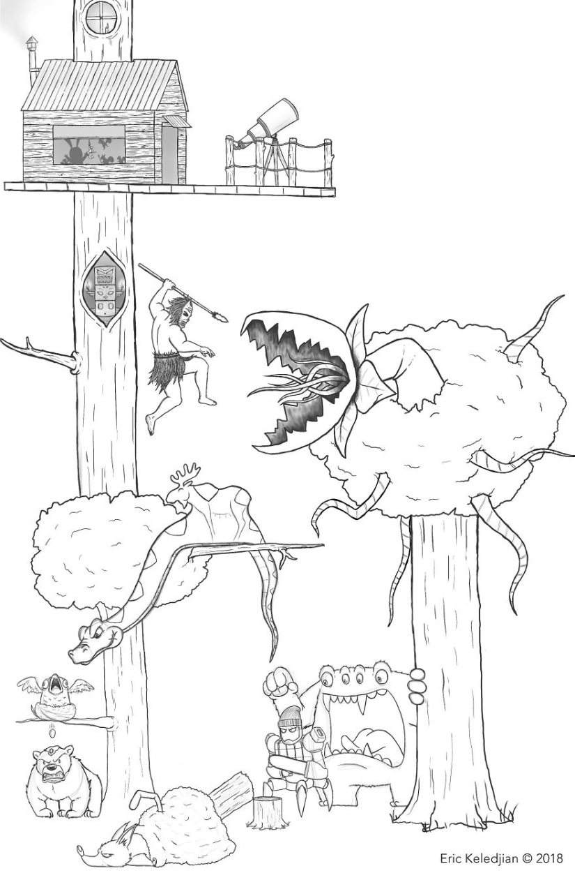 It all starts with a bear: the artist finished drawing one character every day, and that's what happened after 19 days