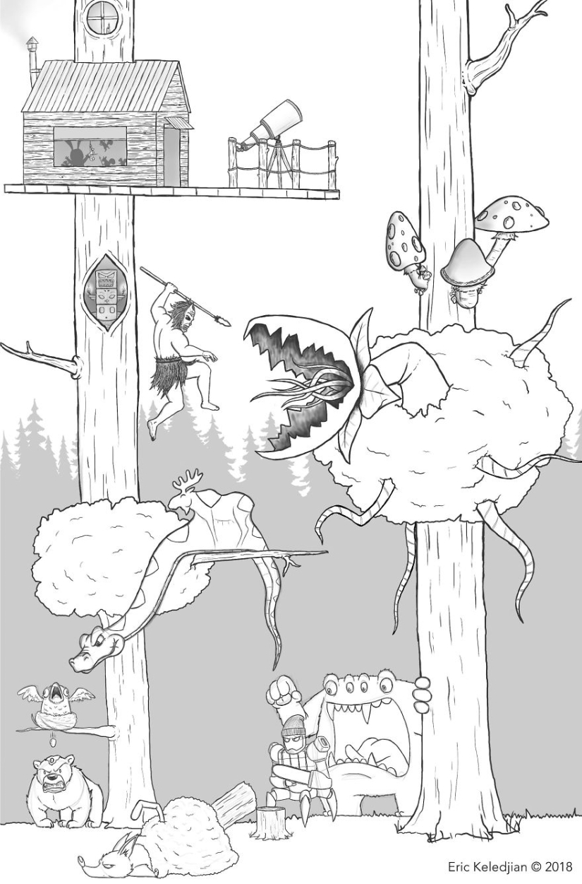 It all starts with a bear: the artist finished drawing one character every day, and that's what happened after 19 days