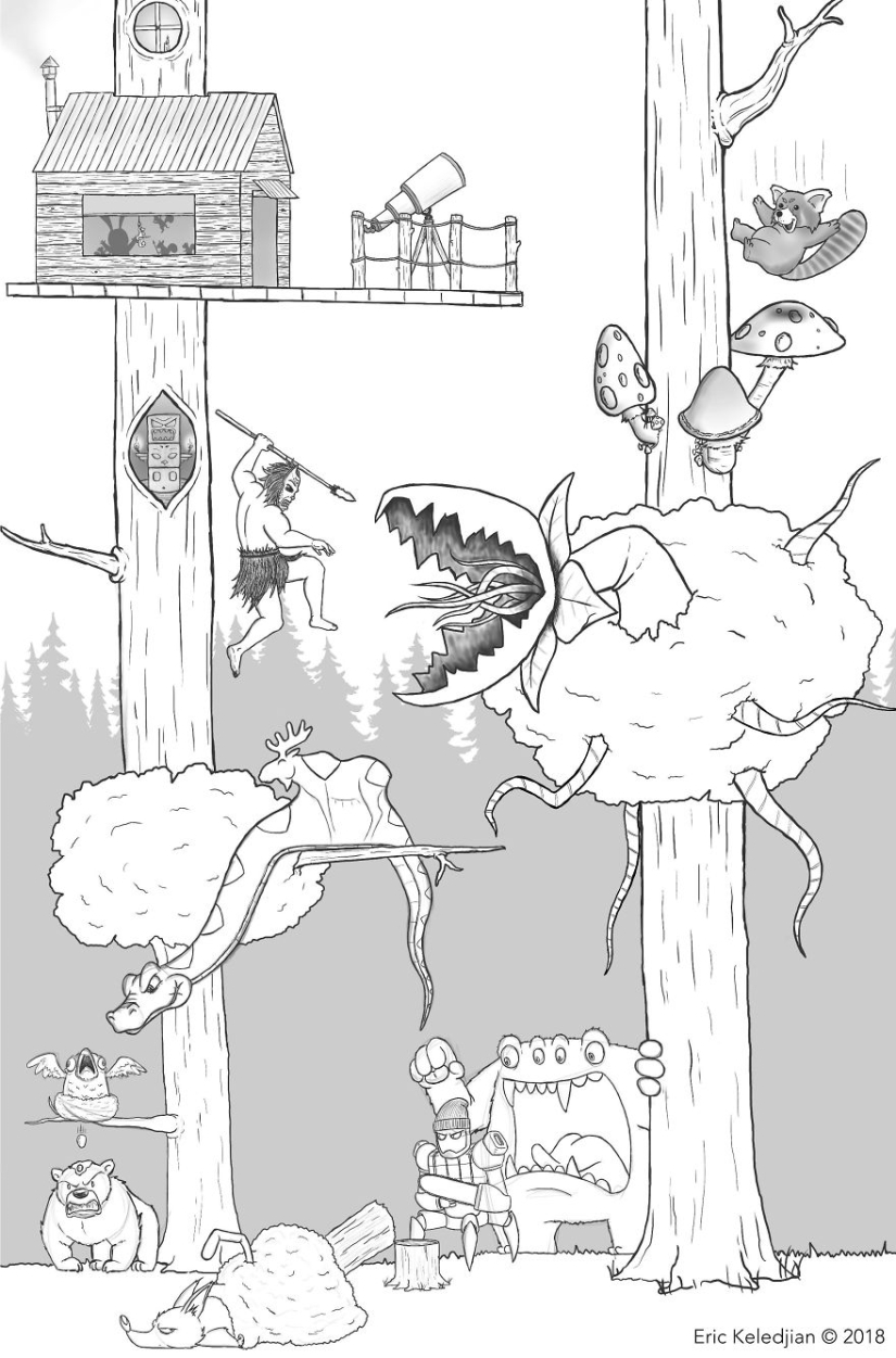 It all starts with a bear: the artist finished drawing one character every day, and that's what happened after 19 days
