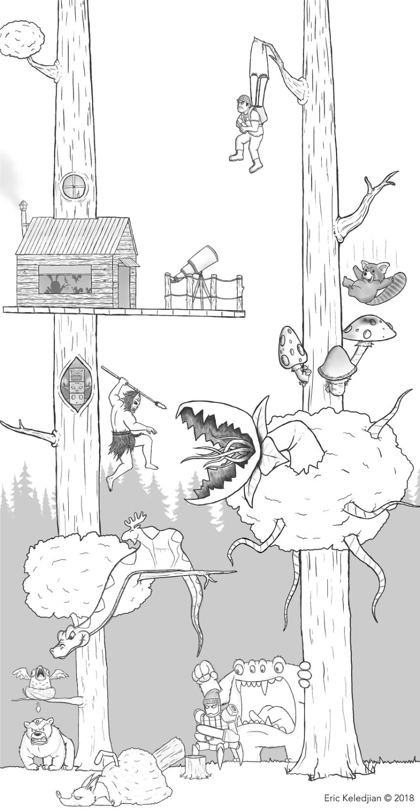 It all starts with a bear: the artist finished drawing one character every day, and that's what happened after 19 days