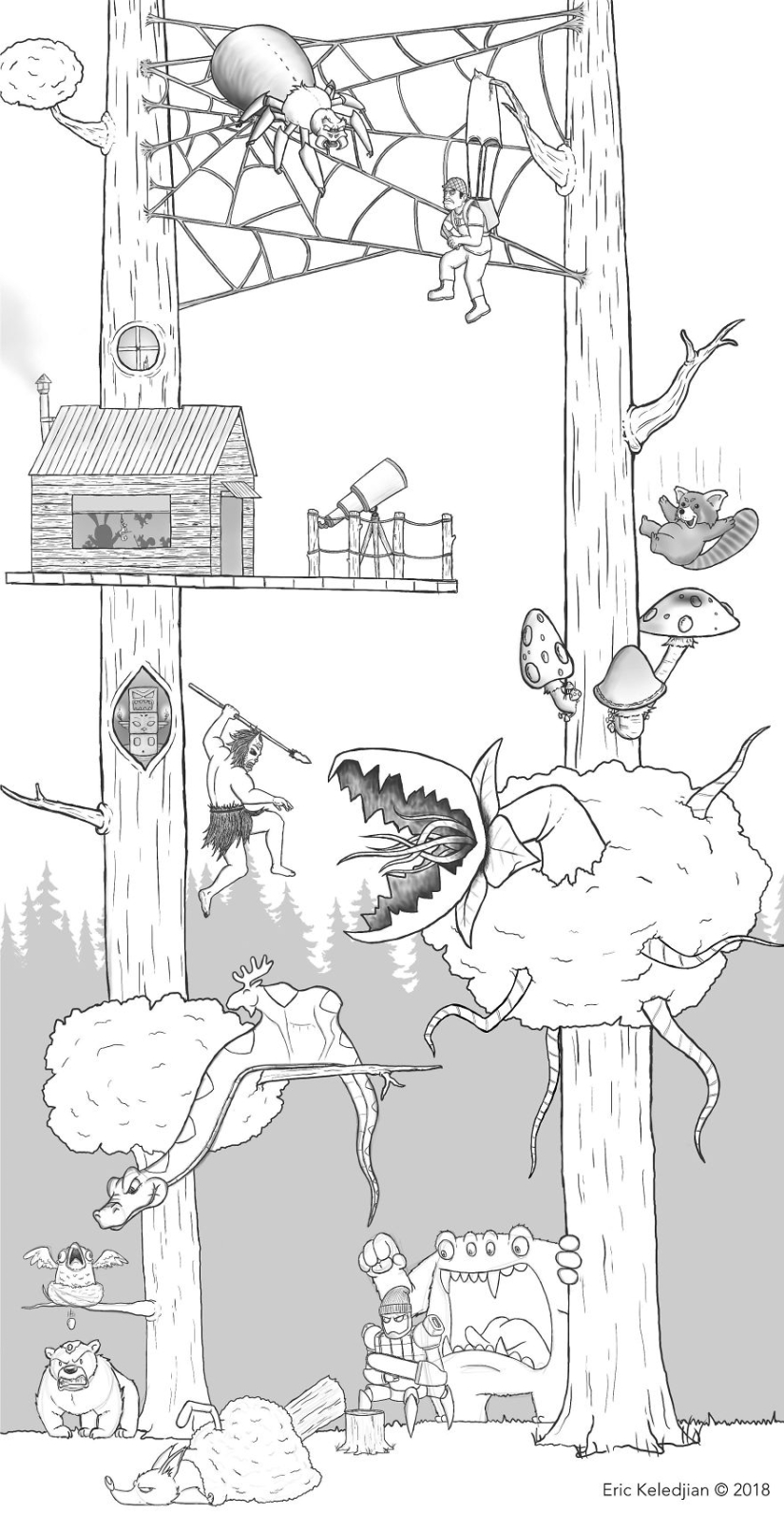 It all starts with a bear: the artist finished drawing one character every day, and that's what happened after 19 days