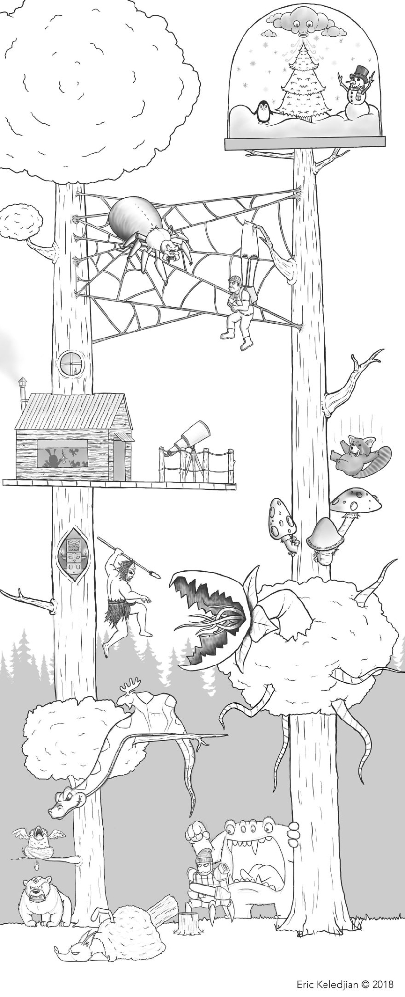 It all starts with a bear: the artist finished drawing one character every day, and that's what happened after 19 days