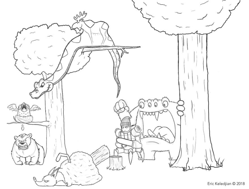 It all starts with a bear: the artist finished drawing one character every day, and that's what happened after 19 days