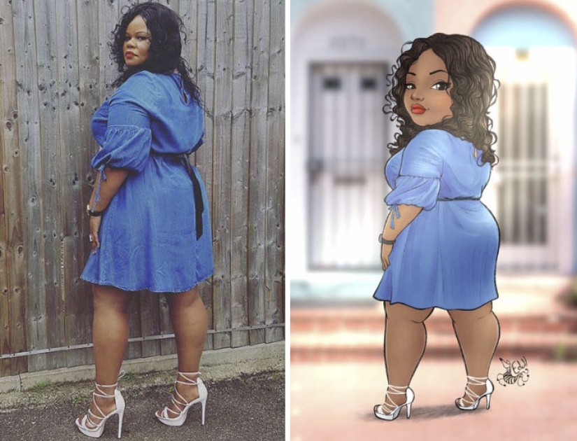 La brasileña convierte a las chicas con curvas en dibujos animados sexys, llamando a todos a un cuerpo positivo