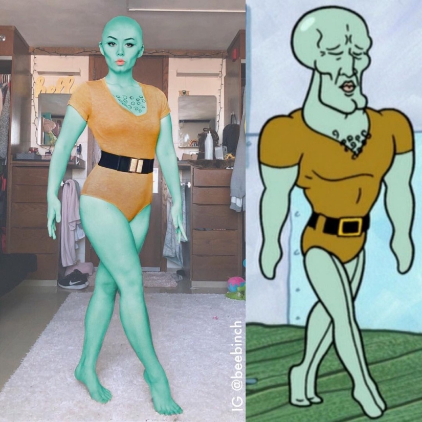 La niña interpreta a los héroes de "Bob Esponja", pero aún así resulta caliente La niña interpreta a los héroes de "Bob Esponja", pero aún así resulta caliente