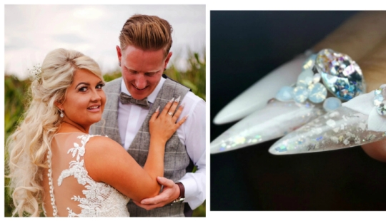 La novia se hizo una manicura nupcial con las cenizas de su padre para honrar su memoria