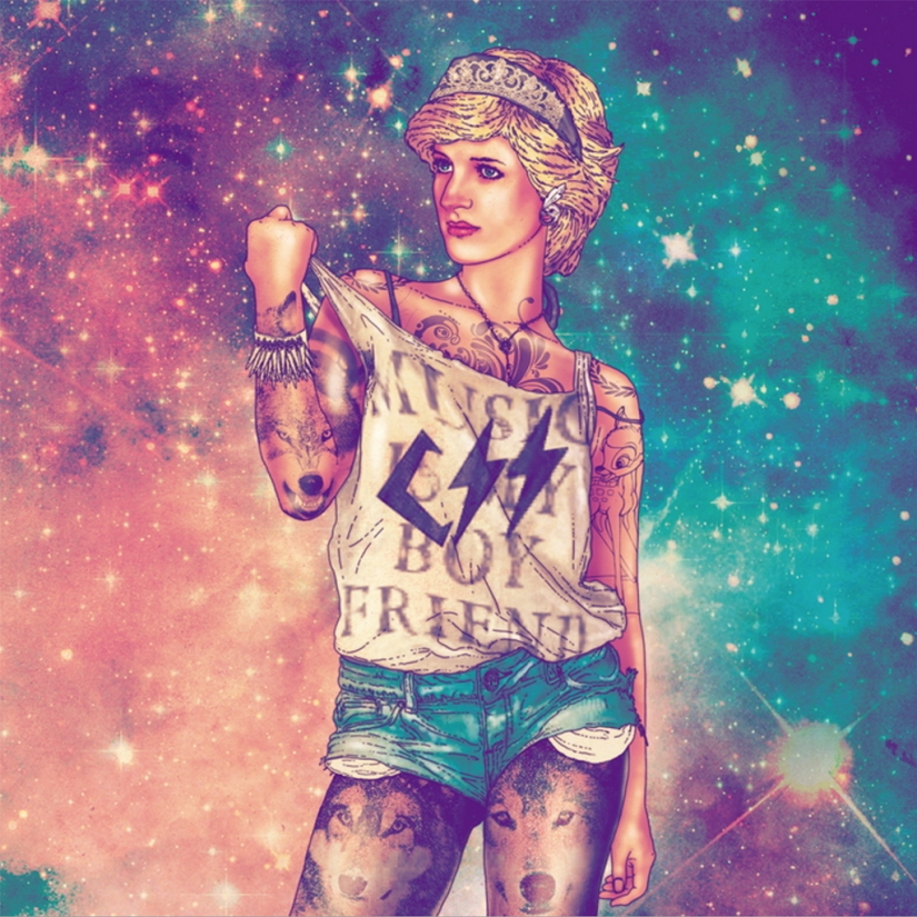 La princesa Diana, Salvador Dalí y el Che Guevara se vistieron de hipsters y se vieron obligados a escuchar rock La princesa Diana, Salvador Dalí y el Che Guevara se vistieron de hipsters y se vieron obligados a escuchar rock