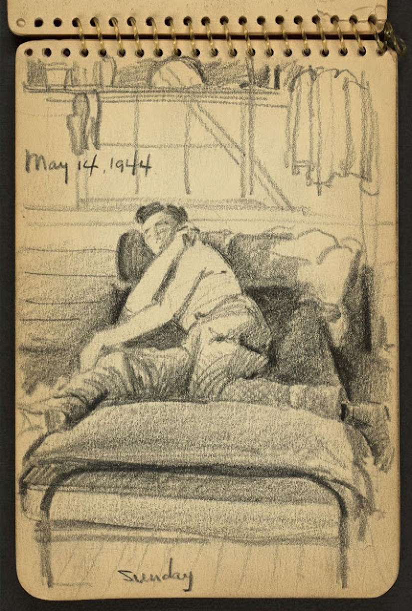La Segunda Guerra Mundial en los dibujos de un soldado de 21 años hechos en 1944